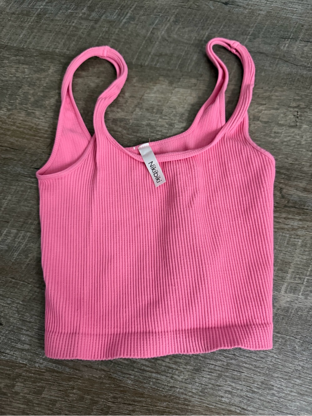 NIKIBIKI Pink Ribbed Cropped Tank Top